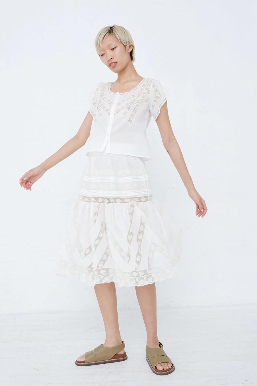 Loretta Caponi Lucy Skirt in Dreamy Sand - Elegant Women's Skirt | Oroboro Store New York