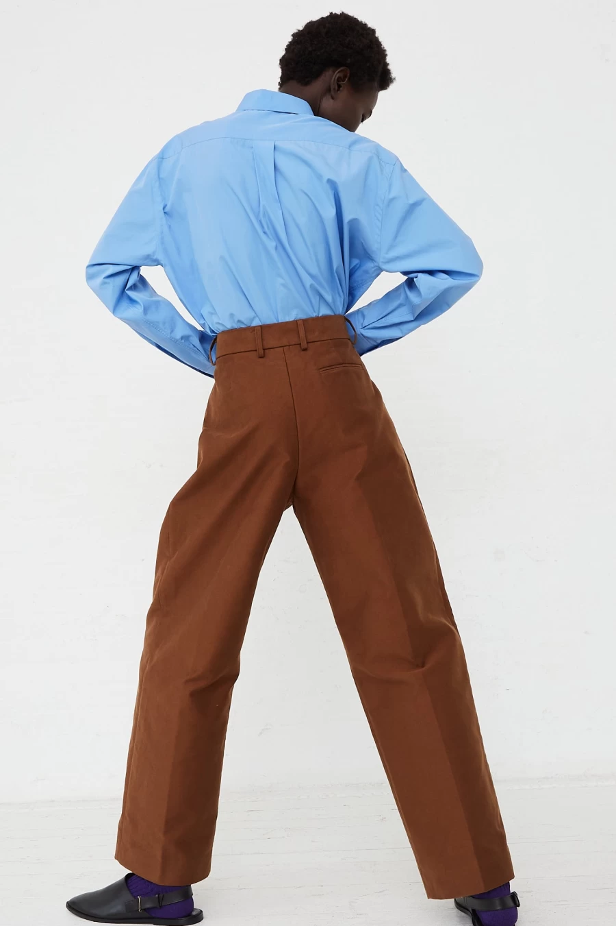Cristaseya High-Waisted Double Pleated Wide-Leg Trousers | Oroboro Collection | Elegant Women's Pants