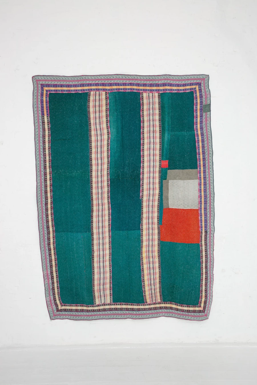 "Travel Find Handmade Kantha Quilt - Eco-Friendly Green & Multicolor Boho Bedspread | Oroboro Collection"