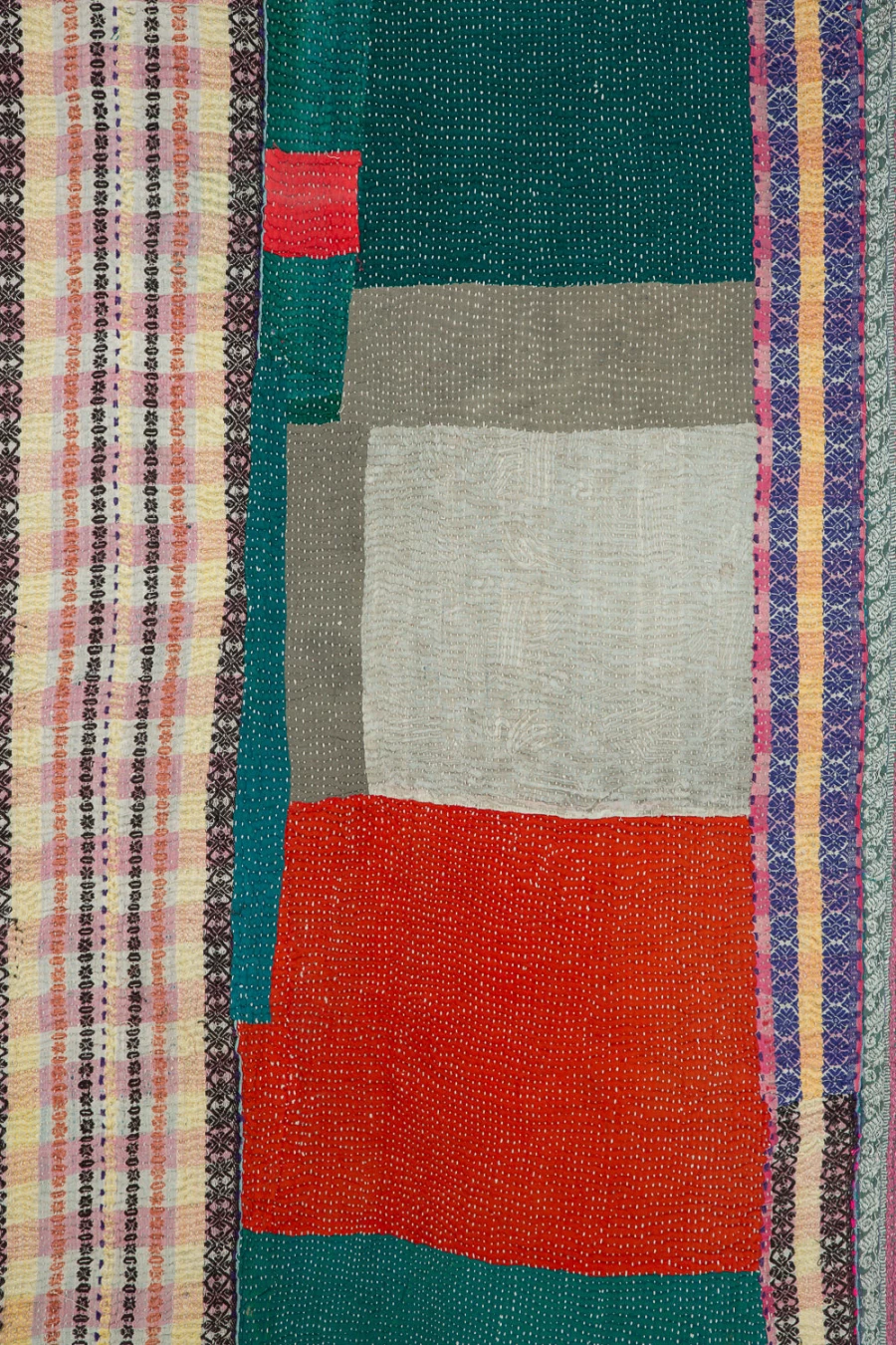 "Travel Find Handmade Kantha Quilt - Eco-Friendly Green & Multicolor Boho Bedspread | Oroboro Collection"