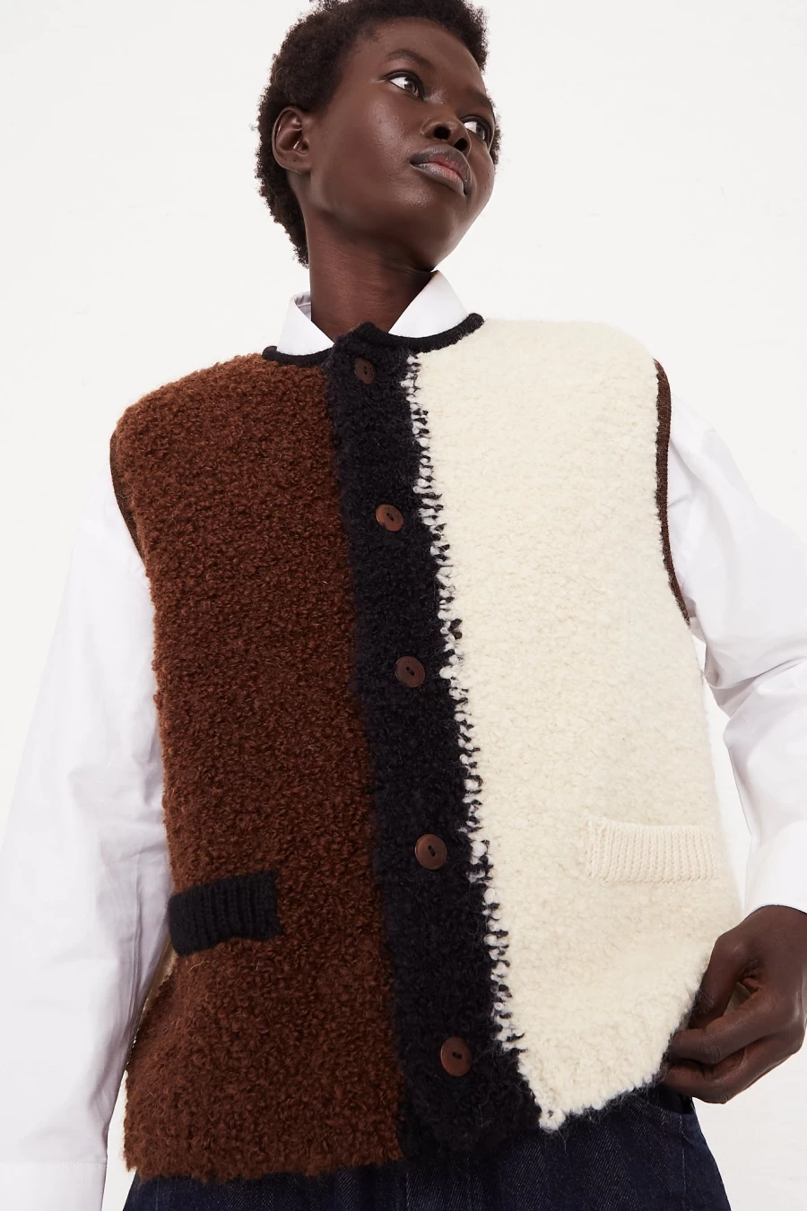 Cordera Wool & Mohair Colorblock Waistcoat for Men & Women | Premium Knit Vest | Oroboro Store