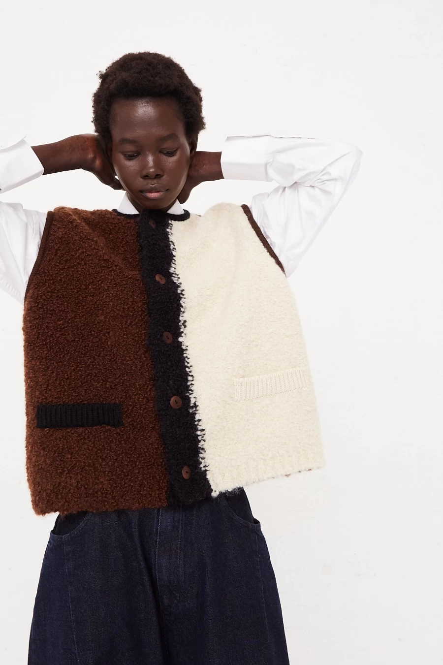 Cordera Wool & Mohair Colorblock Waistcoat for Men & Women | Premium Knit Vest | Oroboro Store