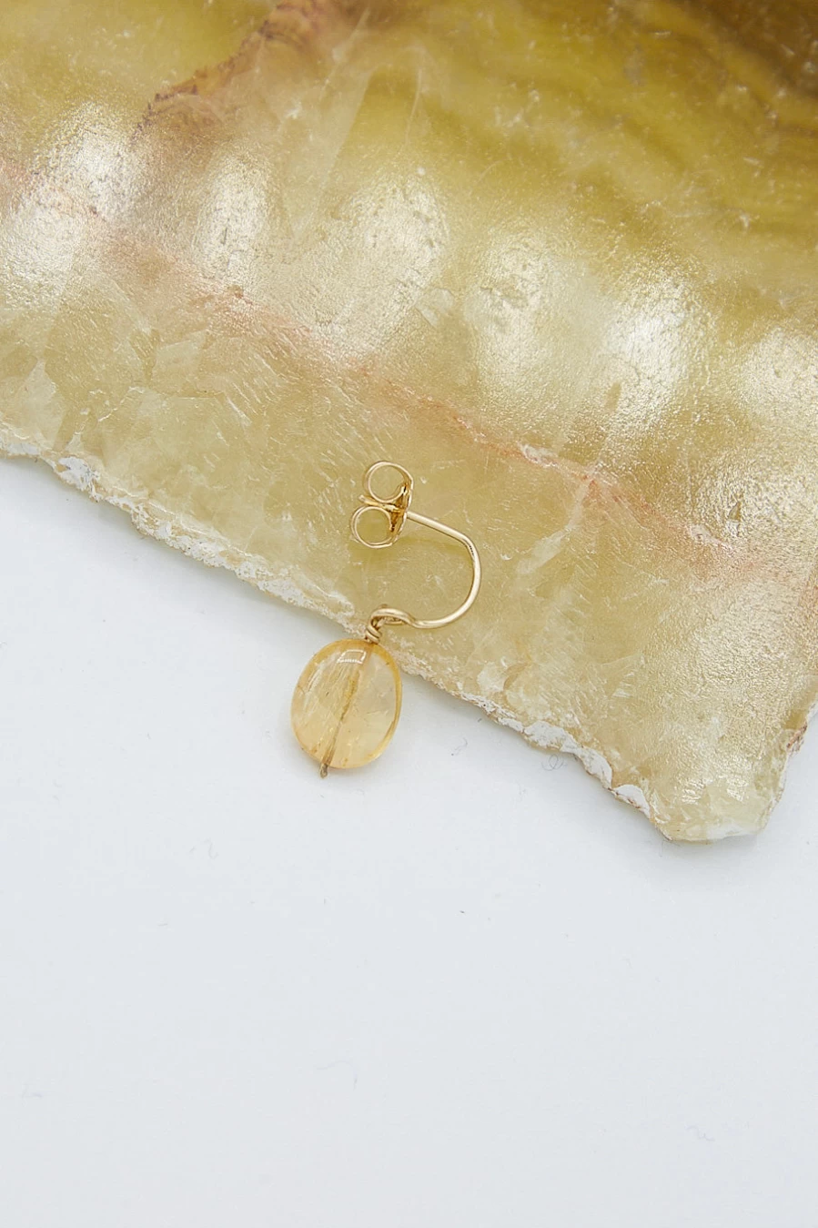 Mary MacGill 14K Gold Topaz Crescent Moon Charm Earrings for Women