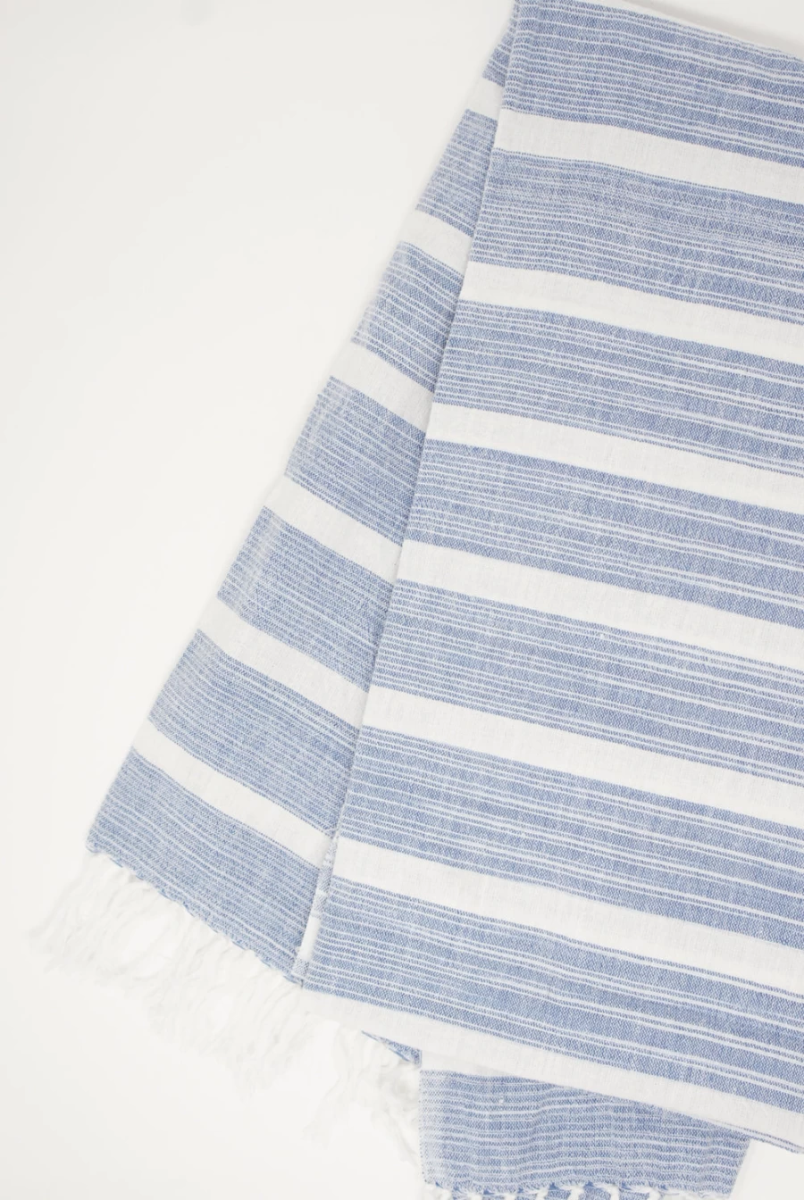 Auntie Oti Blue and White Striped Towel | Premium Cotton Bath Towel | Oroboro Store New York