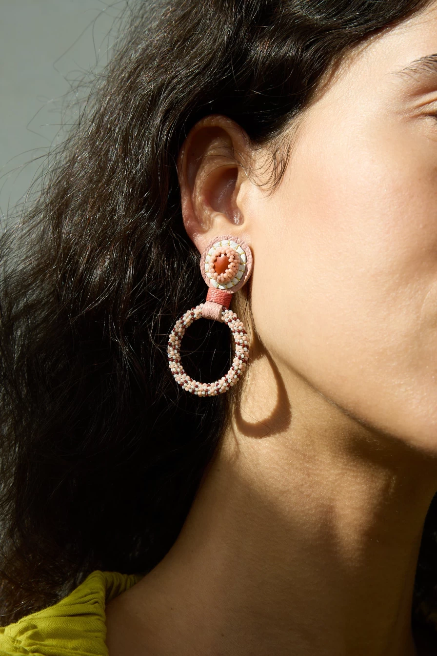 Robin Mollicone Red Jasper Beaded Hoop Earrings | Oroboro Store New York | Handcrafted Jewelry