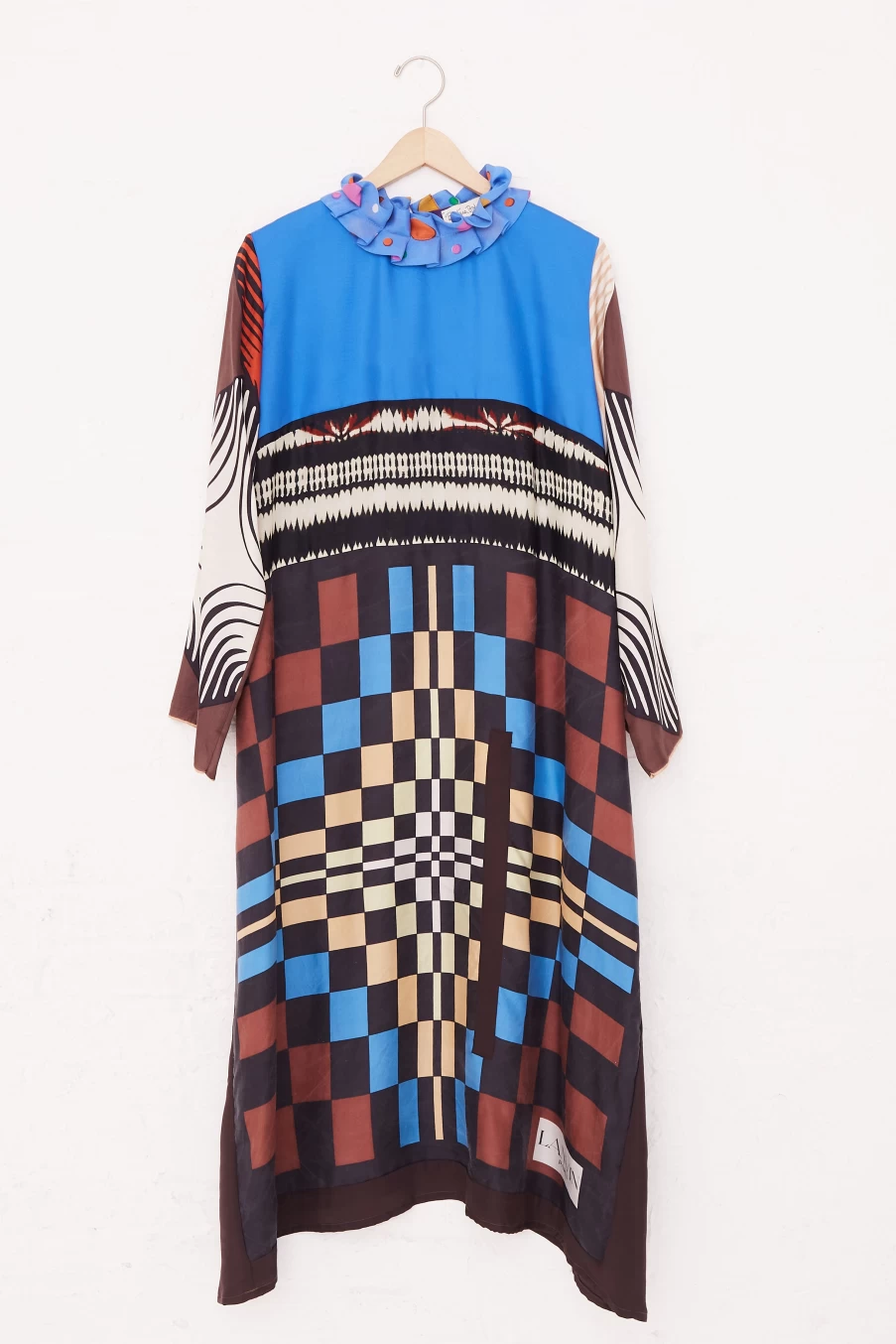 Bettina Bakdal Silk Dress with Ruffled Collar - Elegant Oroboro Design for Women