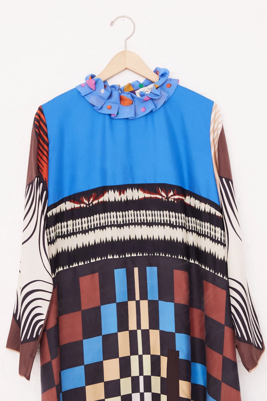 Bettina Bakdal Silk Dress with Ruffled Collar - Elegant Oroboro Design for Women