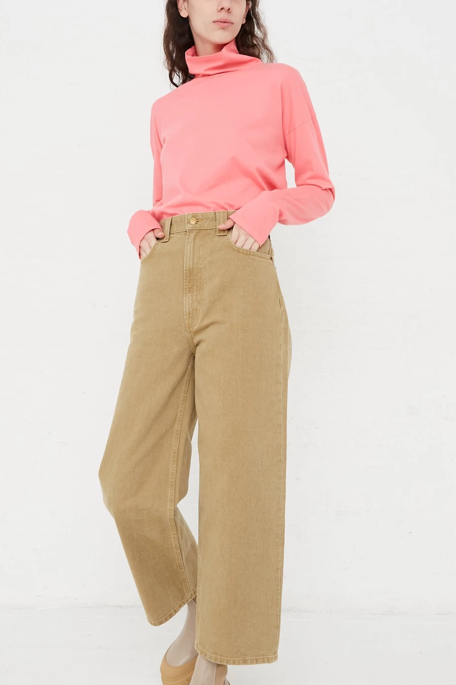 B Sides Relaxed Mid Rise Cotton Jeans in Stone Wash | Oroboro Collection