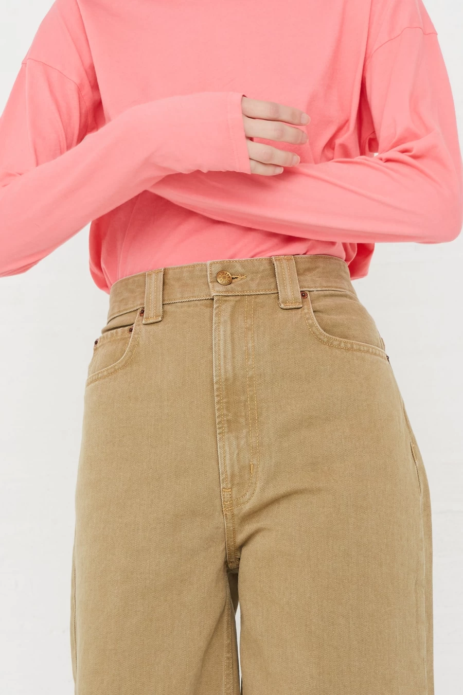 B Sides Relaxed Mid Rise Cotton Jeans in Stone Wash | Oroboro Collection