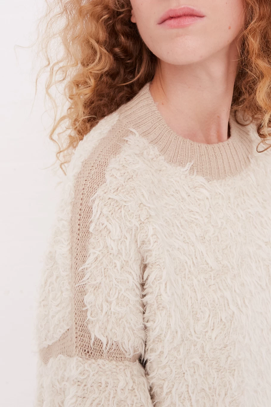 Lauren Manoogian Sherpa Crewneck Sweater - Raw White | Cozy Knit Pullover | Oroboro Store