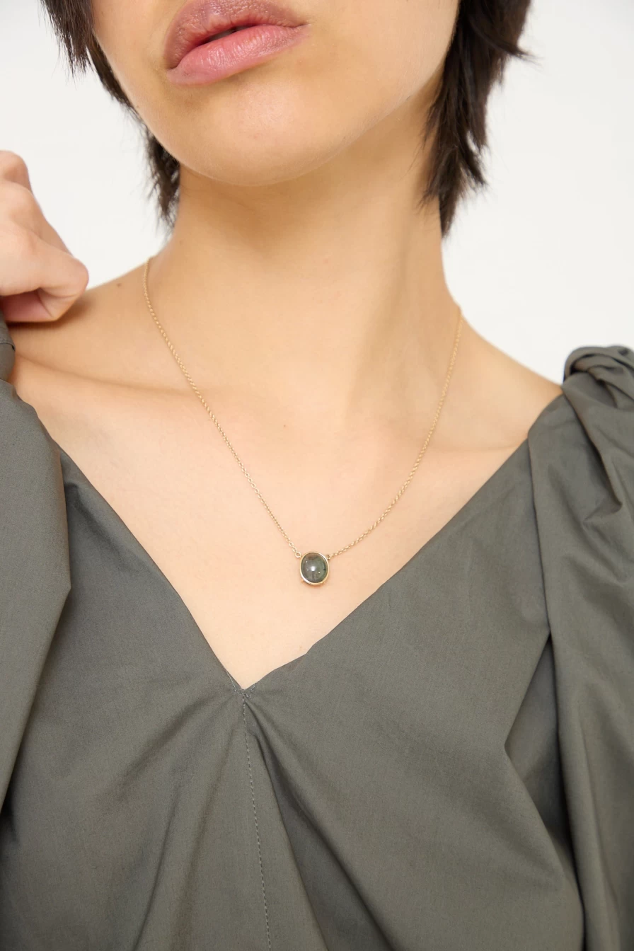 "Mary MacGill Floating Necklace with Light Green Tourmaline | Oroboro Collection"