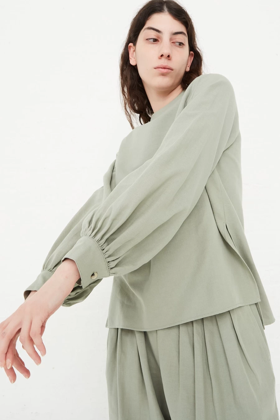 Black Crane Cotton Twill Agave Puff Sleeve Blouse - Women's Boho Chic Top