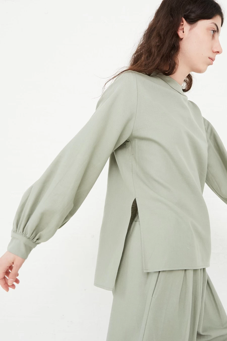Black Crane Cotton Twill Agave Puff Sleeve Blouse - Women's Boho Chic Top