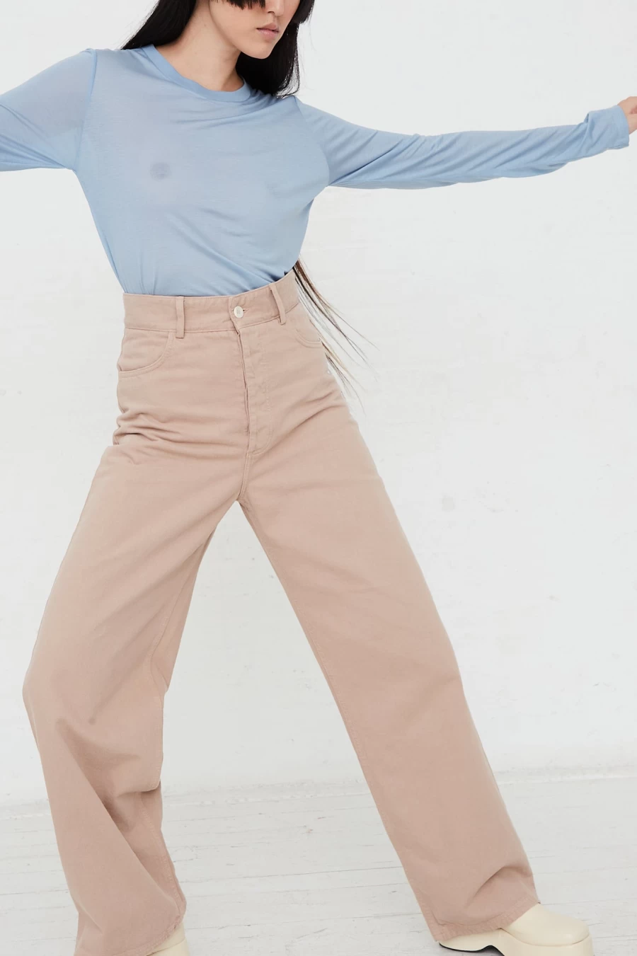 Baserange Navalo High Waist Pants in Camel | Sustainable Luxury Trousers | Oroboro Store