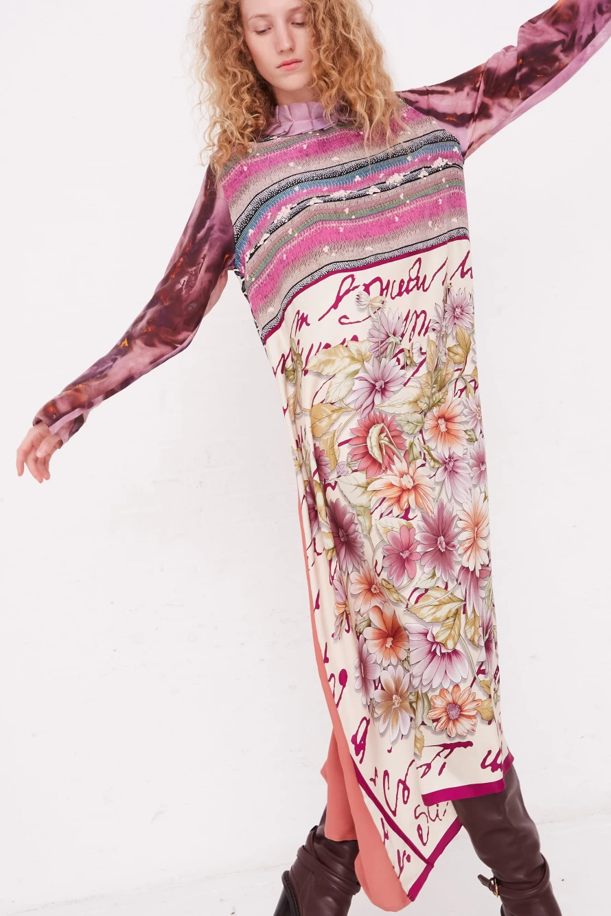 Bettina Bakdal Silk Hedwig Dress - Classic Mandarin Collar Elegant Women's Gown