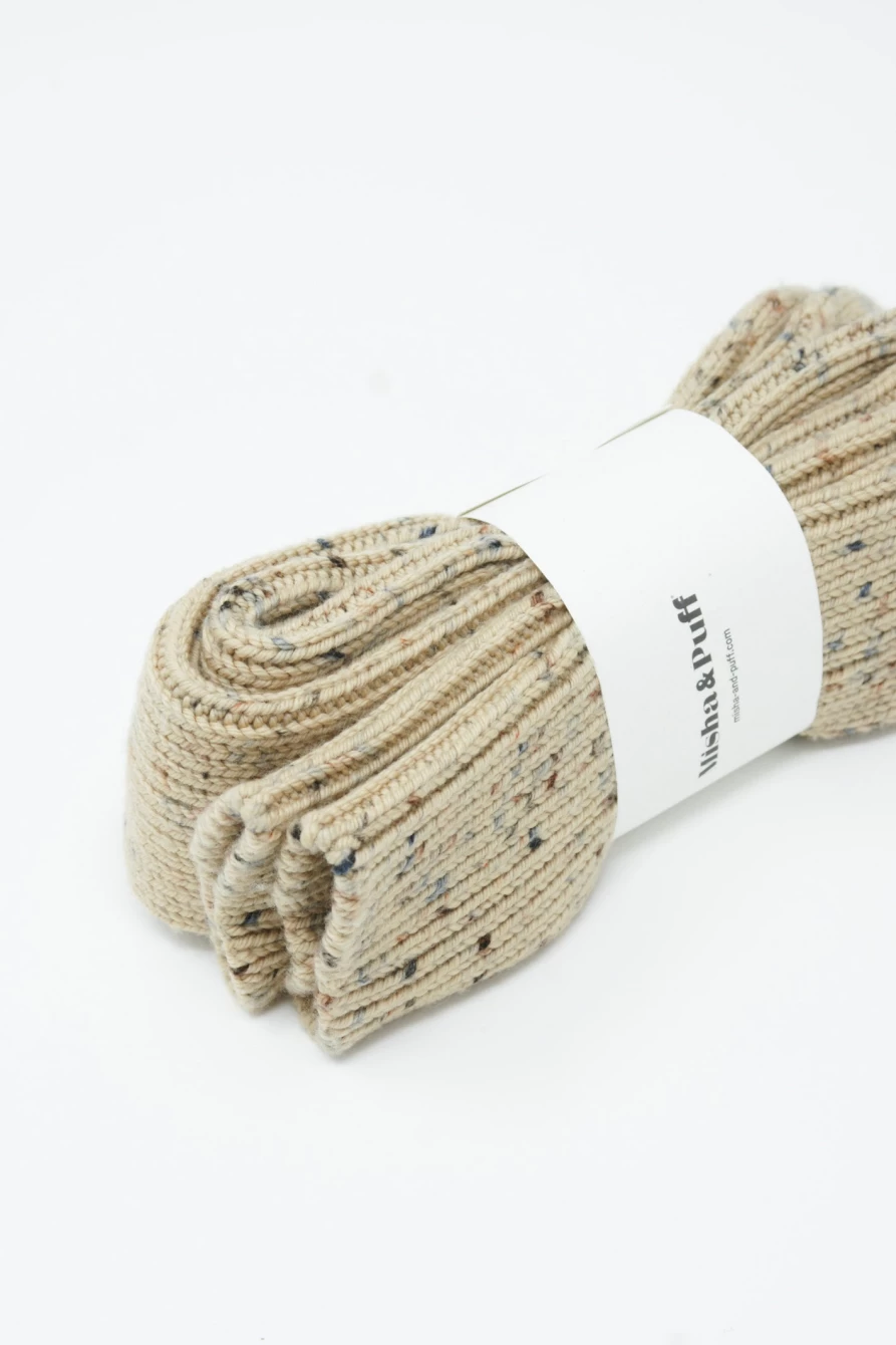 Misha & Puff Long Wool Socks - Seed Confetti Pattern in Oroboro Color | Warm Knit Socks for Kids