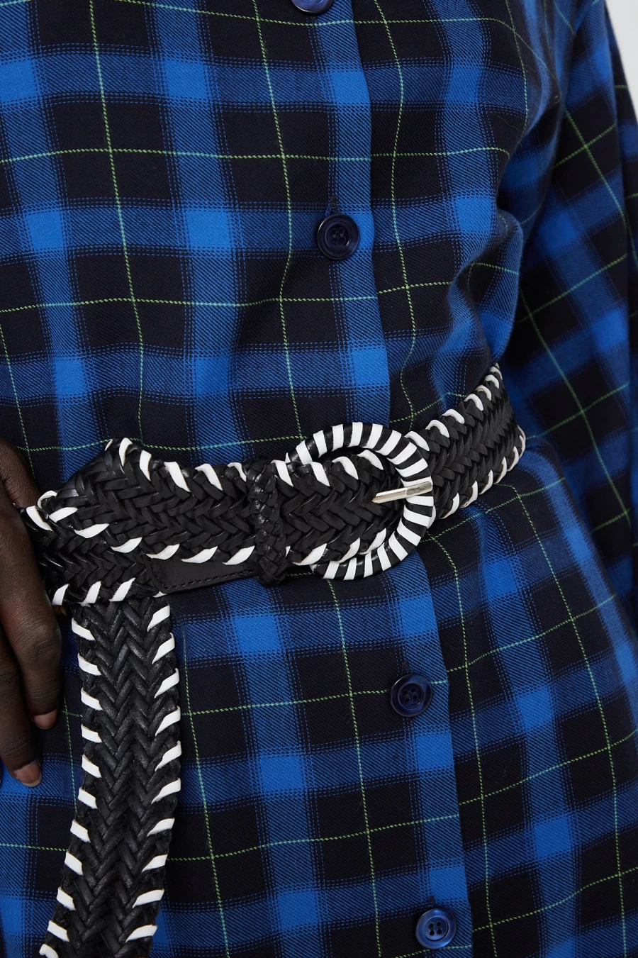 Dragon Diffusion Black and White Braided Leather Belt | Oroboro Store