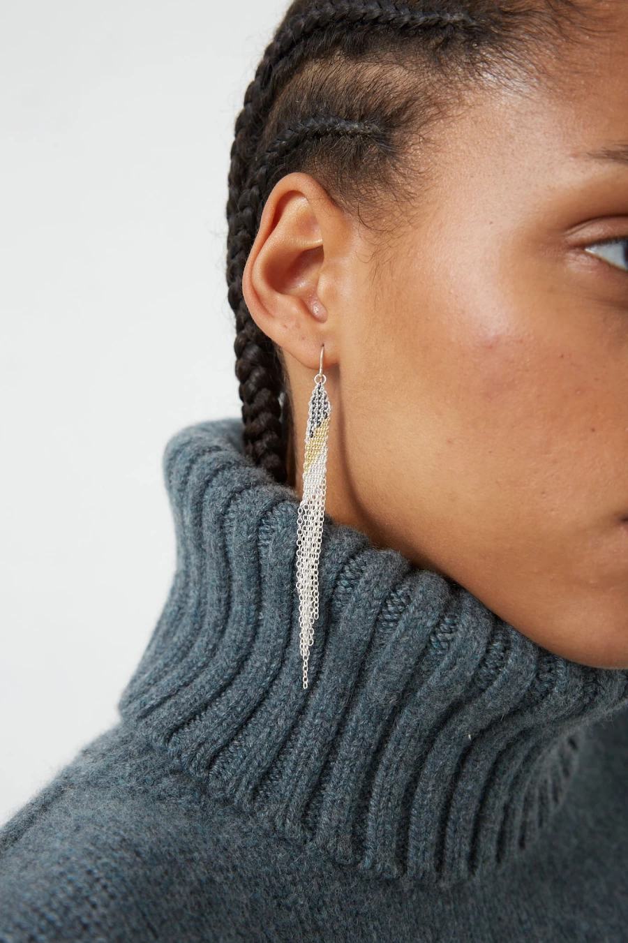 "Stephanie Schneider Sterling Silver Earrings - Oxidized Silver & Gold-Plated Silk Finish"