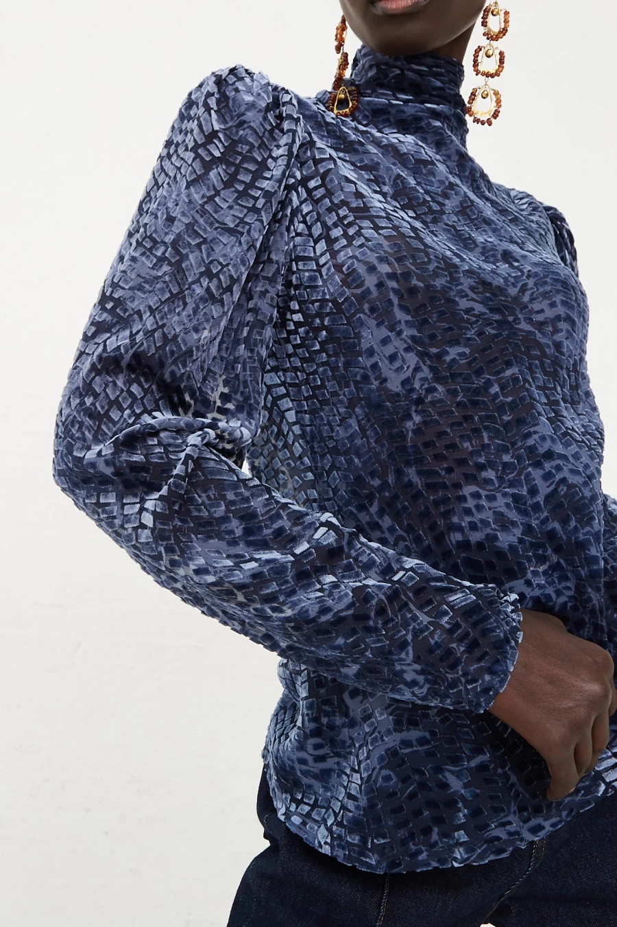 Ulla Johnson Althea Velvet Turtleneck Sweater in Marine Blue | Women's Luxury Knitwear