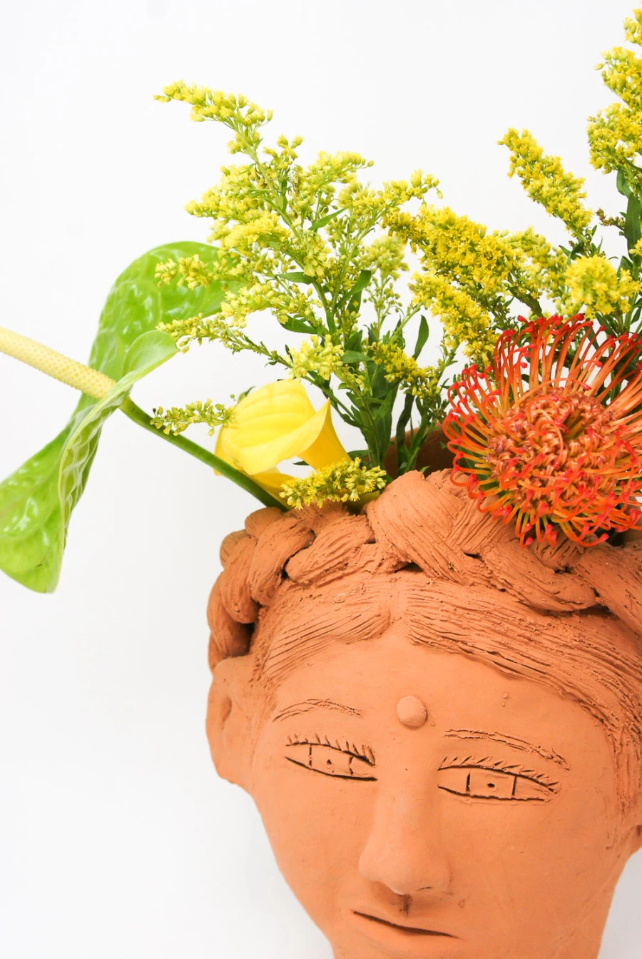 "Travel Find Large Terracotta Head Planter – Handmade Home Decor from Oroboro Store New York"
