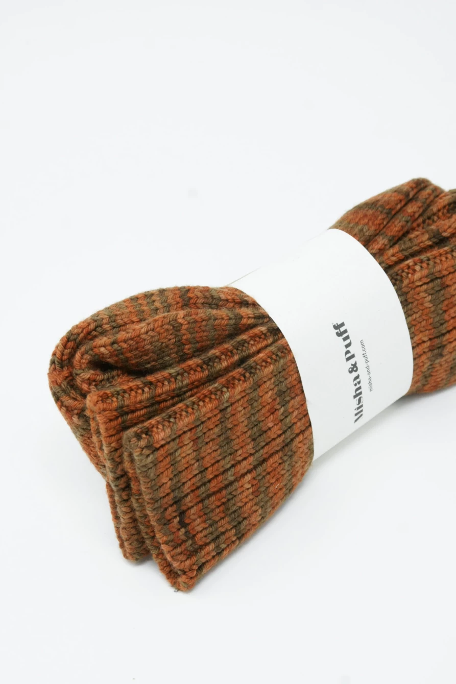 Misha & Puff Long Wool Sock - Gingerbread Space Dye Oroboro Cozy Knit Socks for Women & Men