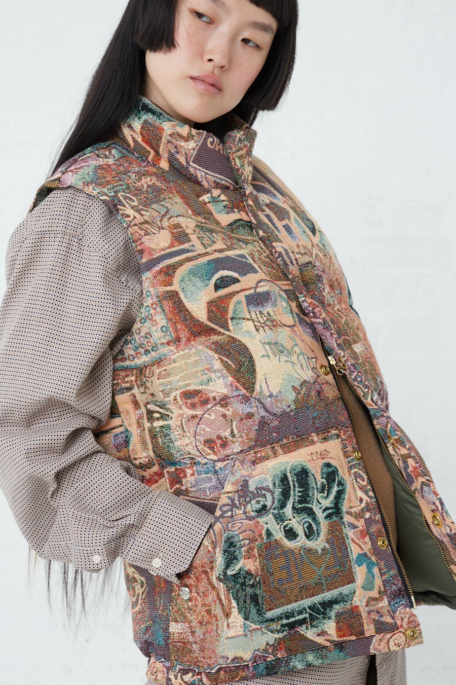 Bless Goelin Graffiti Down Vest No. 75 - Oroboro Lightweight Puffer Jacket