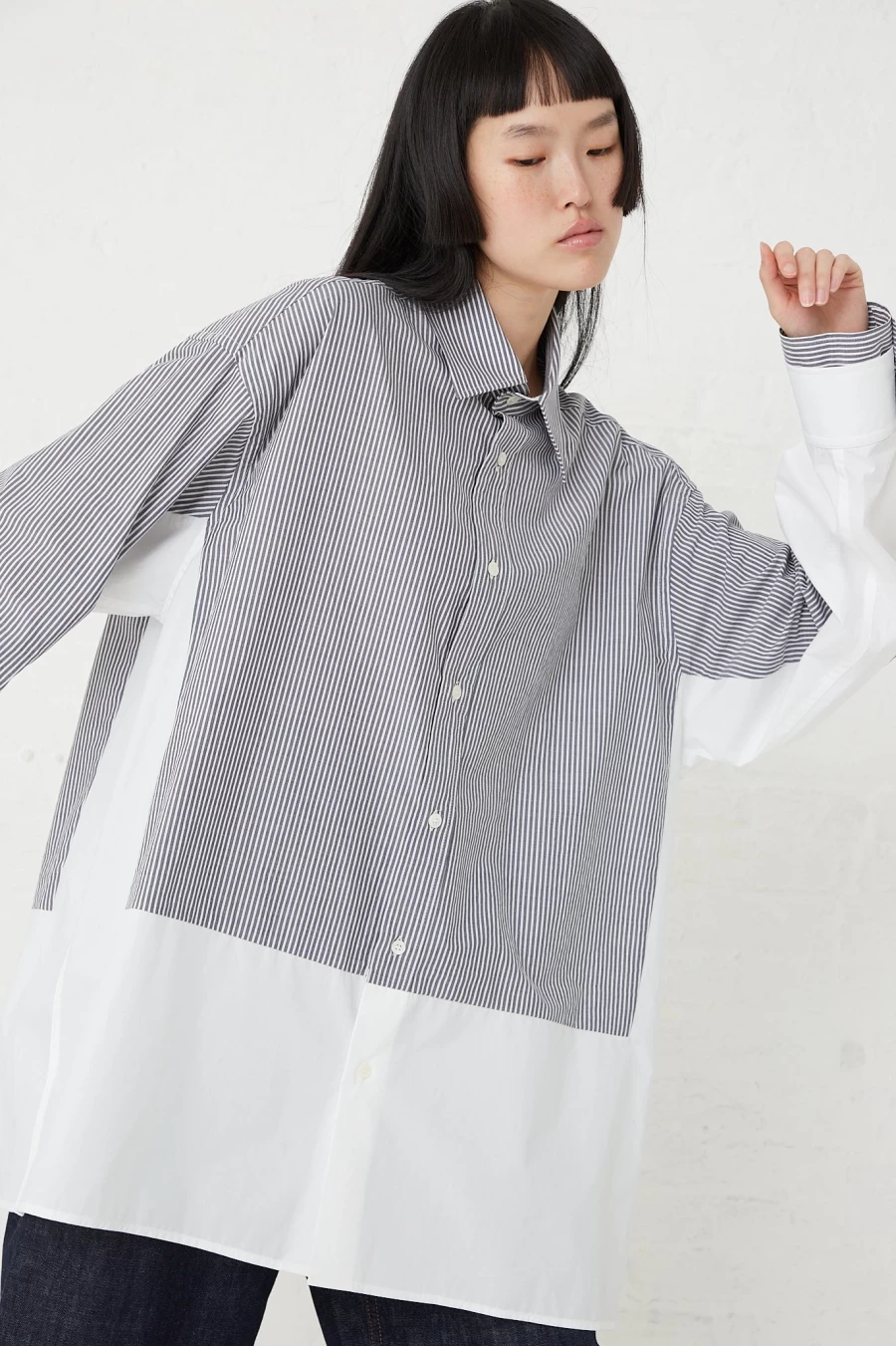 MM6 Maison Margiela Dark Grey Cotton Long Sleeve Shirt | Oroboro Oversized Fit