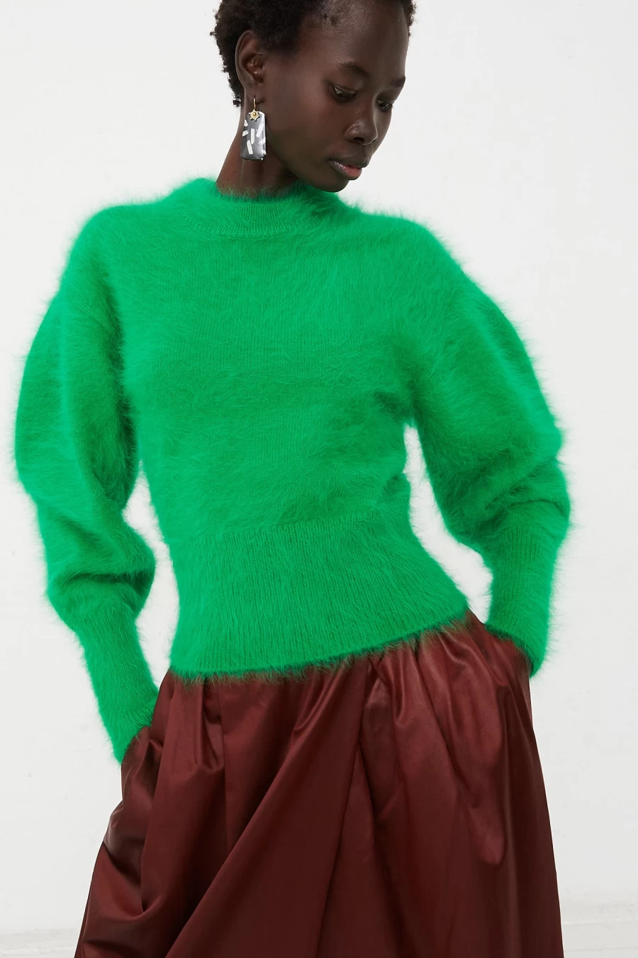 Ulla Johnson Emira Emerald Green Crew Neck Sweater | Oroboro Collection