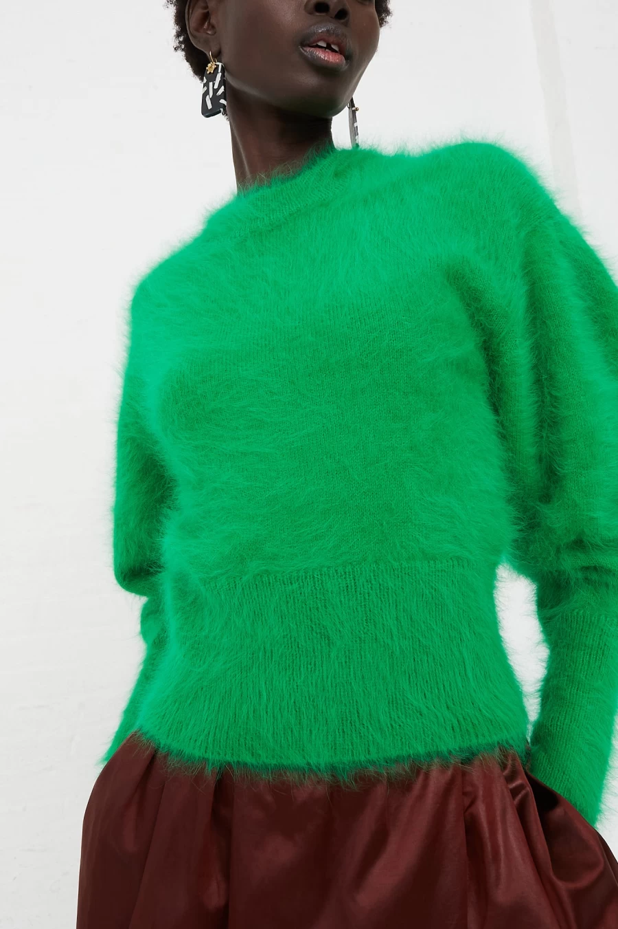 Ulla Johnson Emira Emerald Green Crew Neck Sweater | Oroboro Collection