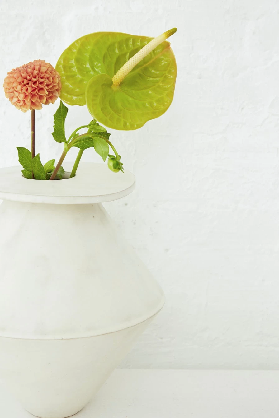 BZIPPY Jumbo Diamond Ceramic Vase - Cream White Large Decorative Vase for Home & Wedding Decor