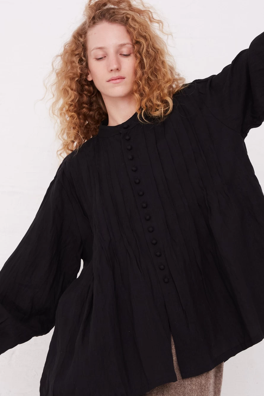 "Ichi Antiquit Black French Linen Shirt – Vintage Style Men's Top | Oroboro Store"