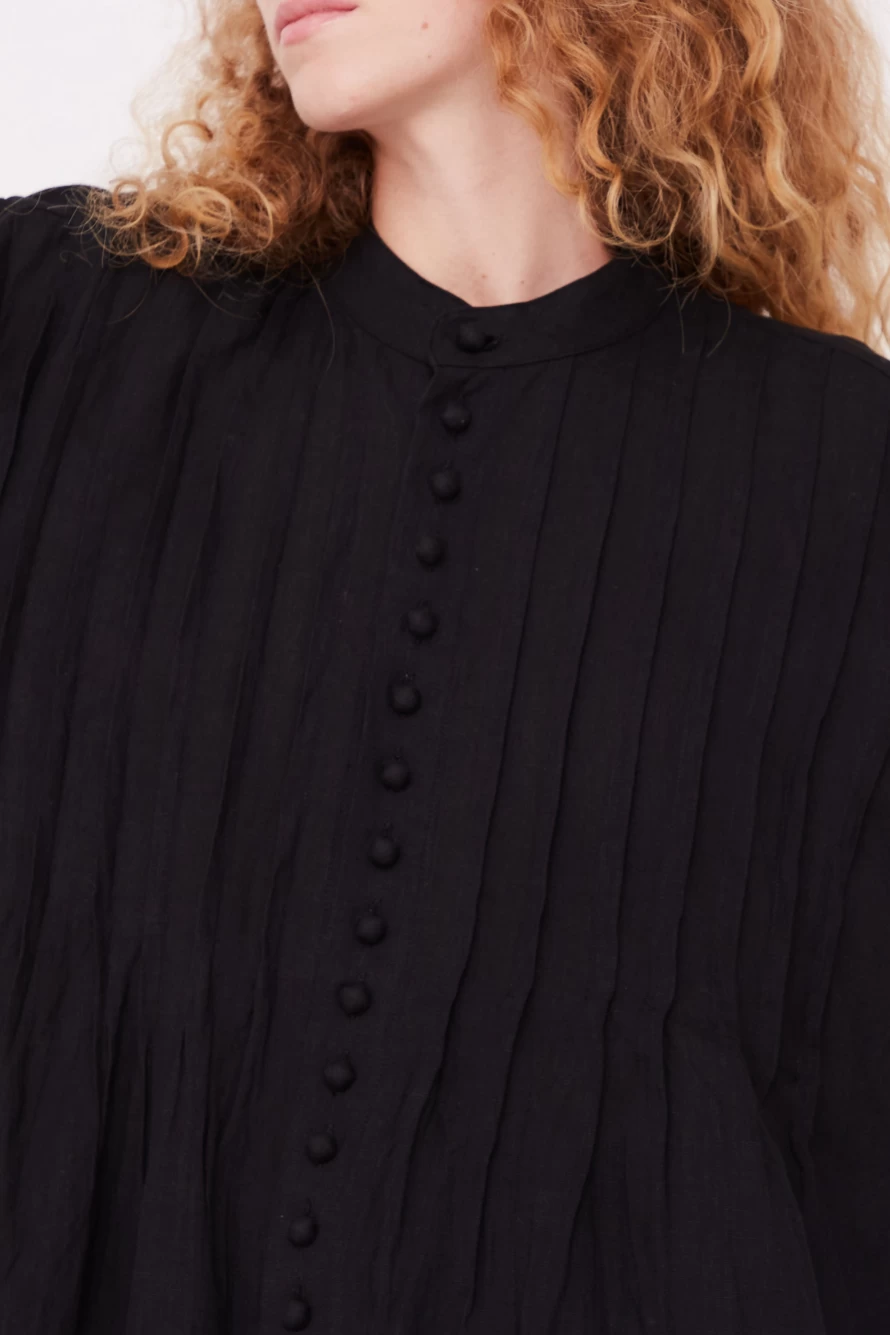 "Ichi Antiquit Black French Linen Shirt – Vintage Style Men's Top | Oroboro Store"