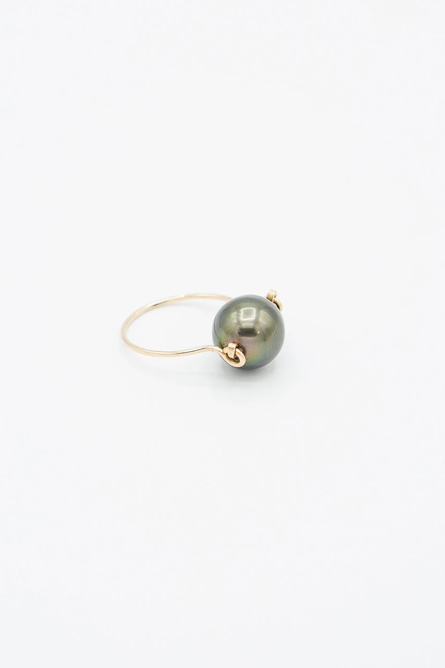 Mary MacGill 14K Gold Tahitian Pearl Ring - Charcoal Grey Cultured Pearl Jewelry