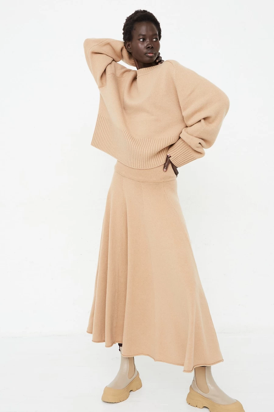 Extreme Cashmere Camel Twirl Skirt No. 313 - Luxurious Wool Wrap Skirt by Oroboro