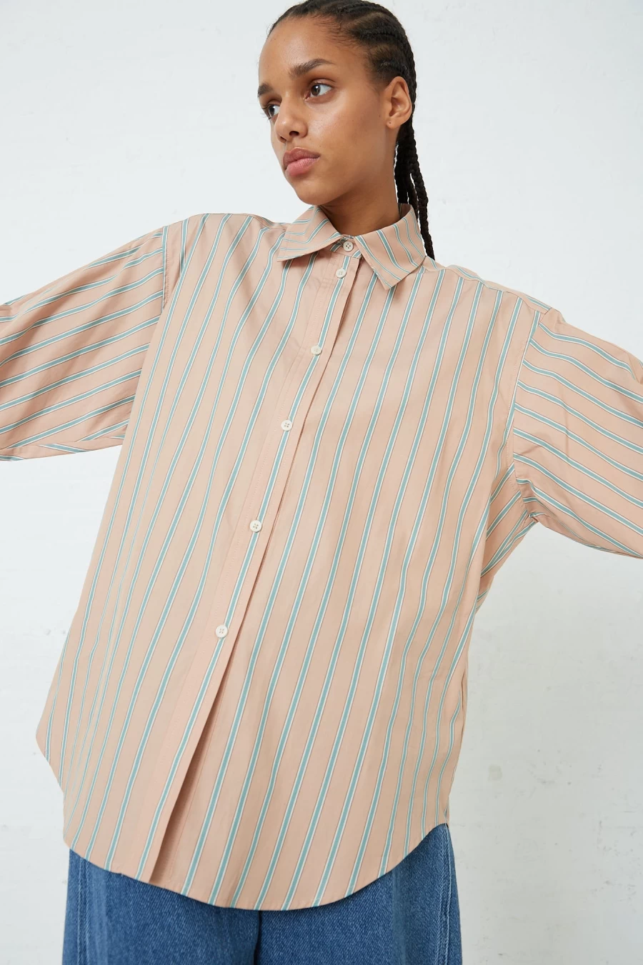 Rachel Comey Risa Top - Striped Broadcloth Blouse in Terracotta for Women