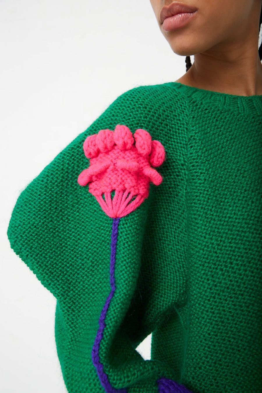 Sofio Gongli Green Floral Knit Sweater | Oroboro Collection | Women's Fashion