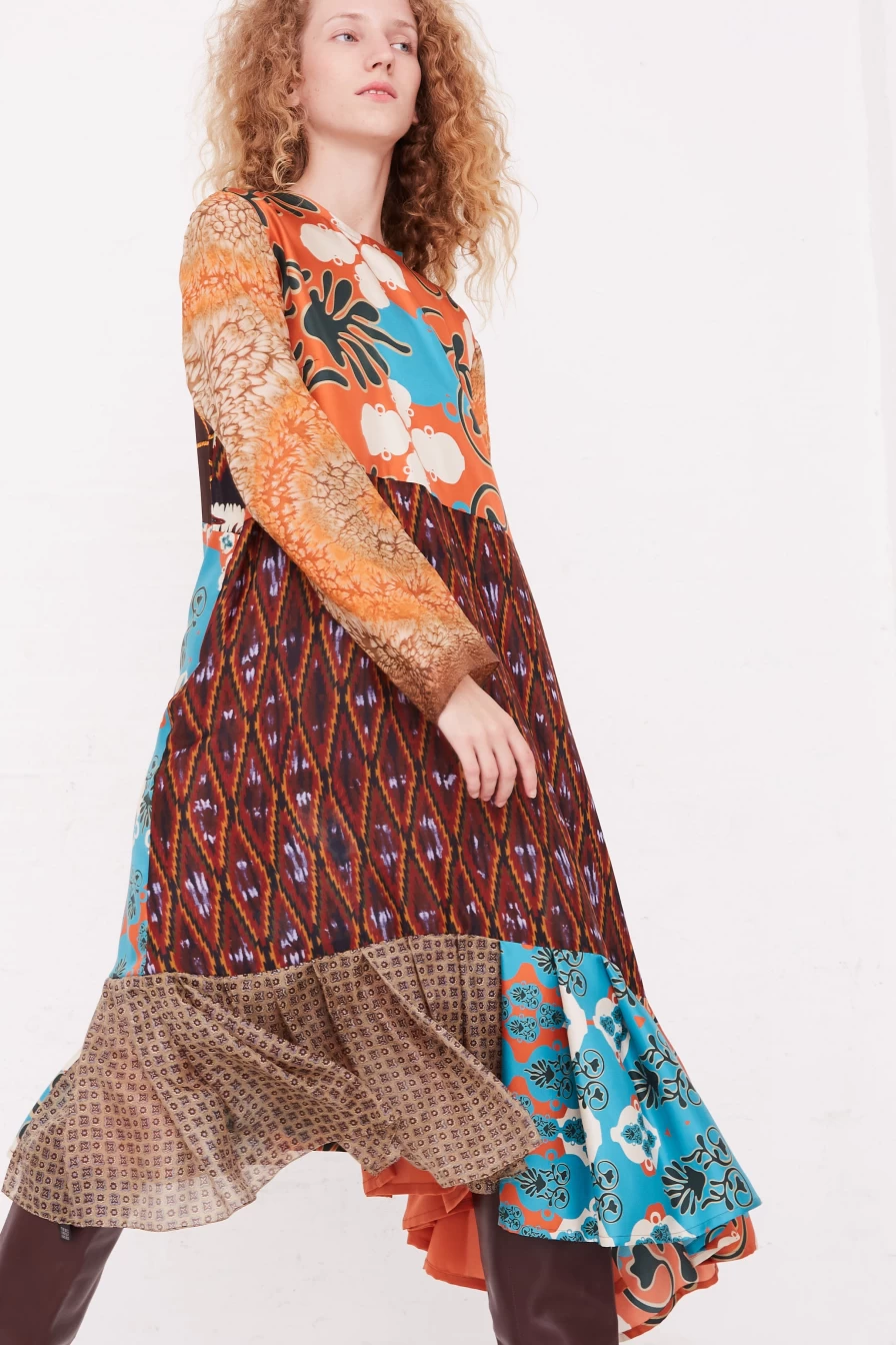 Bettina Bakdal Lena Hannah Vintage Silk Dress in Gold - Size M | Oroboro Collection