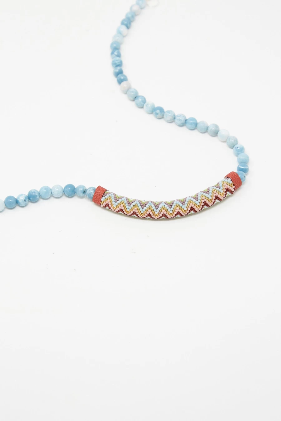 Robin Mollicone Larimar Beaded Bar Necklace | Oroboro Collection | Handcrafted Jewelry