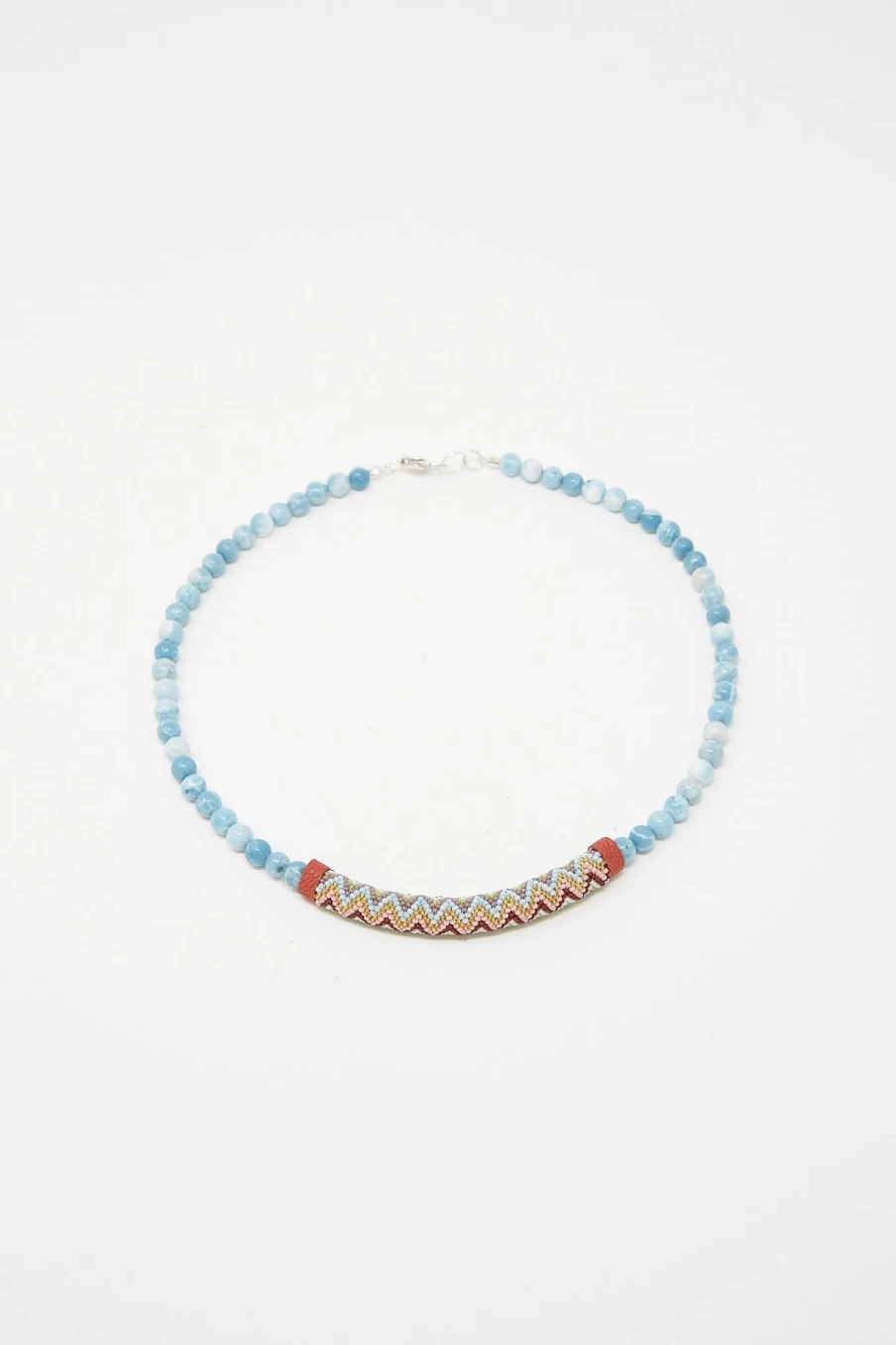 Robin Mollicone Larimar Beaded Bar Necklace | Oroboro Collection | Handcrafted Jewelry