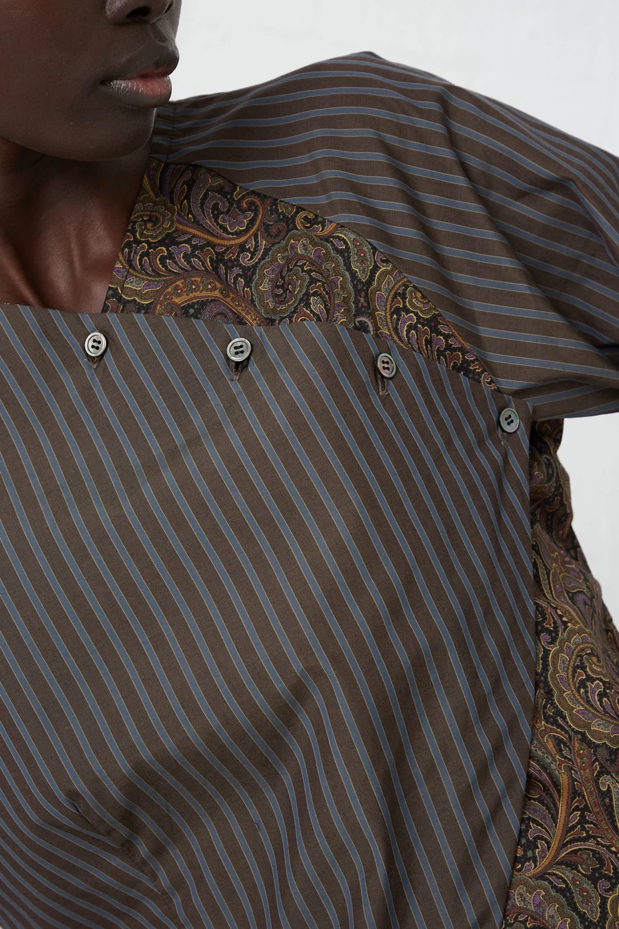 SC103 Paisley Print Poplin Blouse with Ornamental Detail | Oroboro Fashion