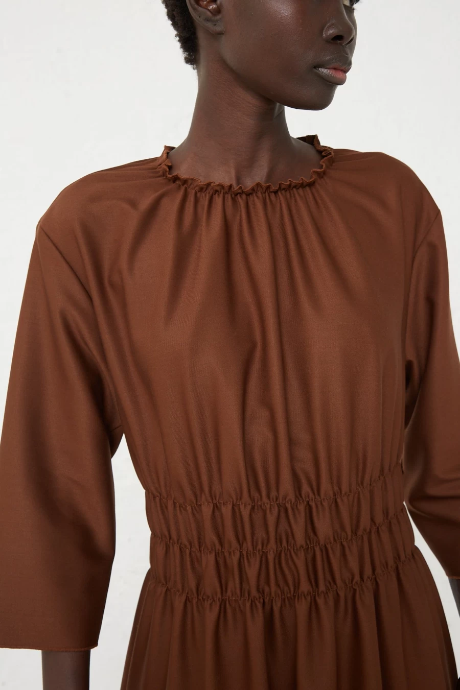 AVN Brown Long Accordion Dress - Elegant Flowy Maxi Dress by Oroboro Store