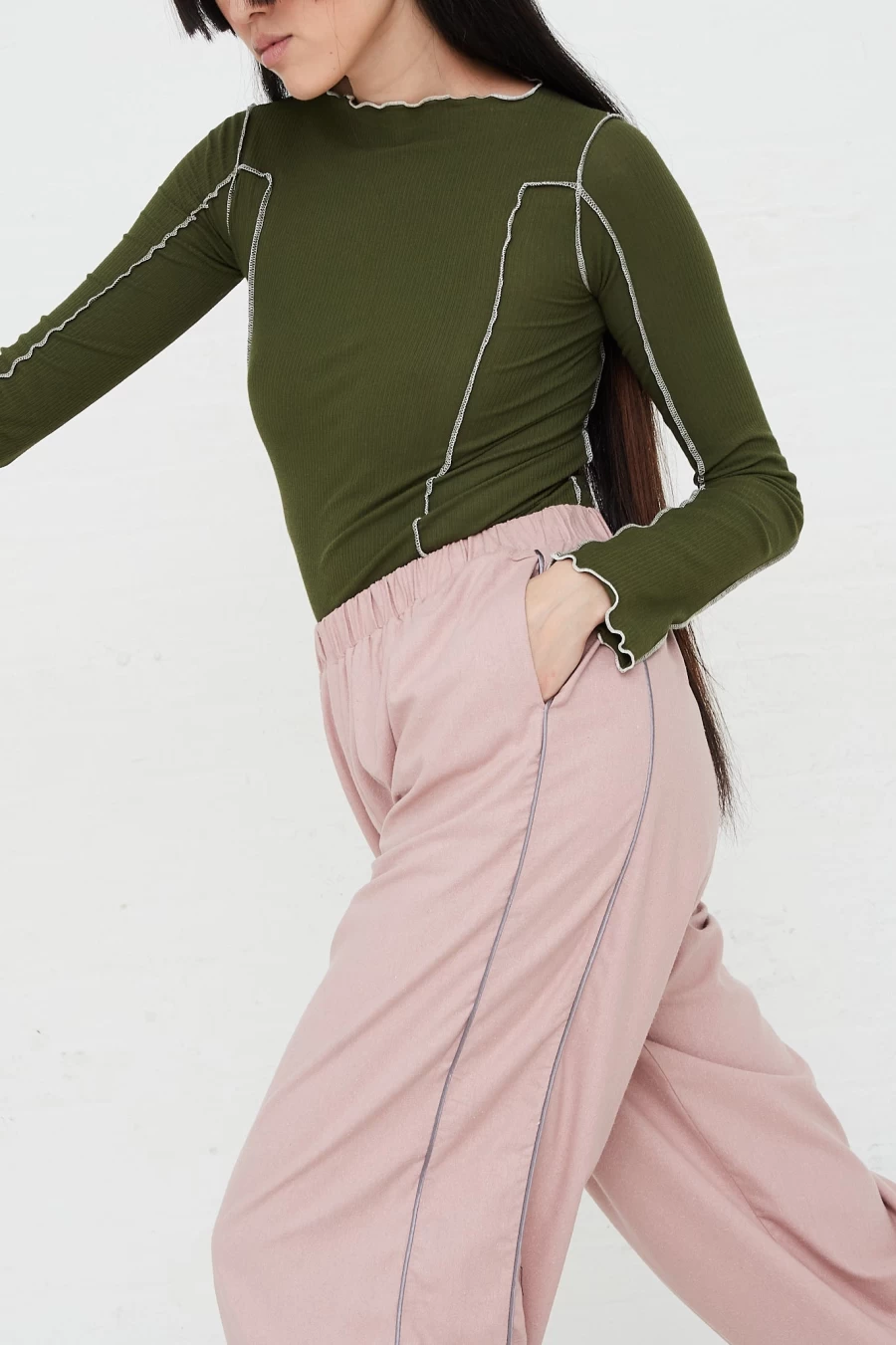 Baserange High Waist Lesie Pant in Pompei Rose | Sustainable Luxury Loungewear | Oroboro Store