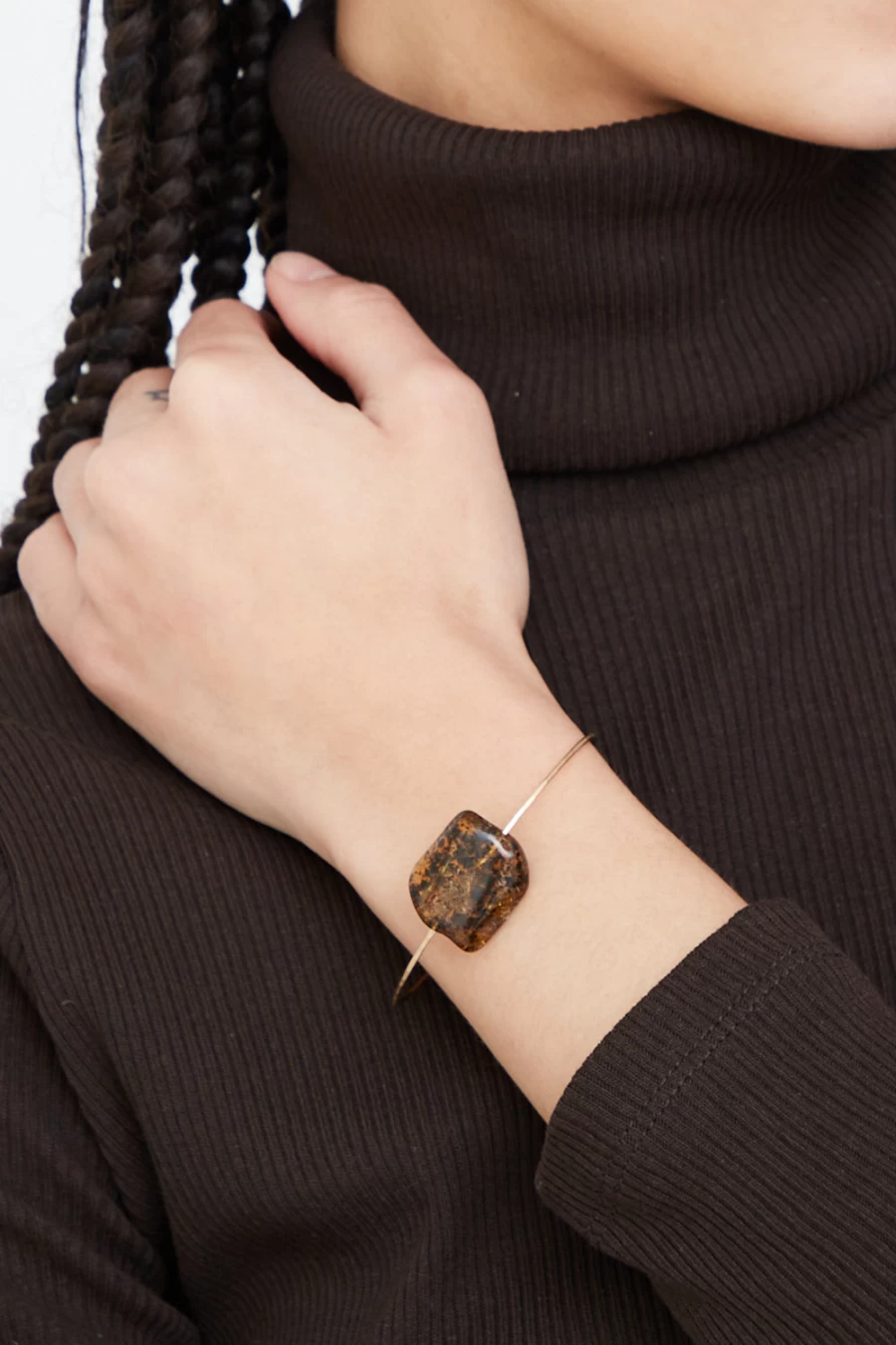 Mary MacGill Amber Stone Gold-Filled Cuff Bracelet | Oroboro Collection