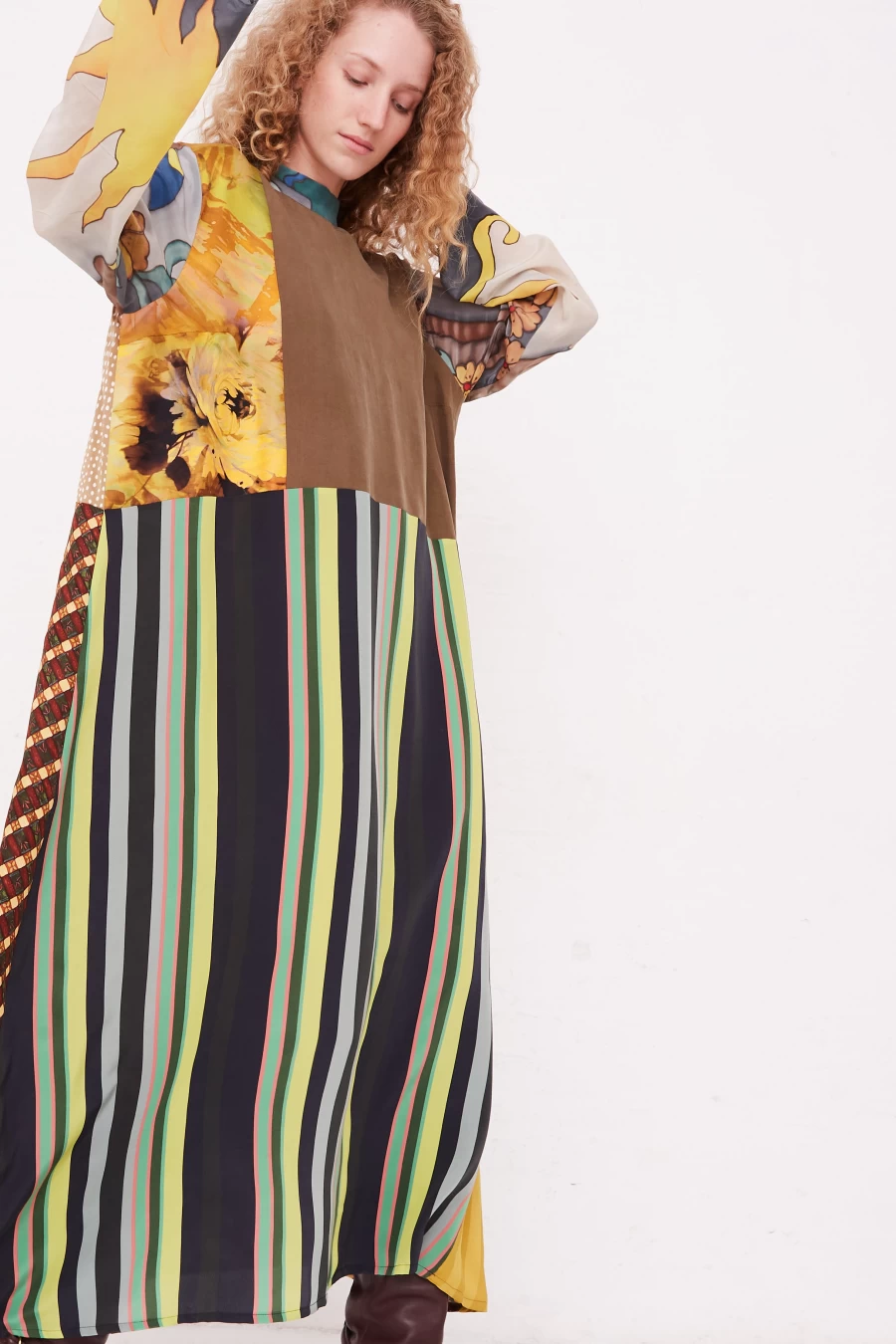 Bettina Bakdal Elegant Silk Dress with Classic Mandarin Collar | Oroboro Collection