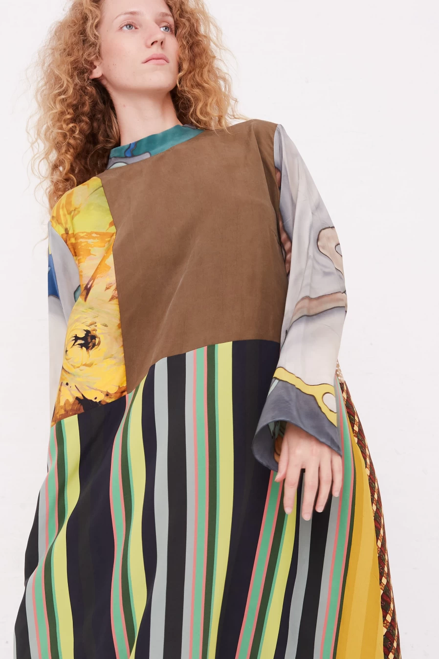 Bettina Bakdal Elegant Silk Dress with Classic Mandarin Collar | Oroboro Collection