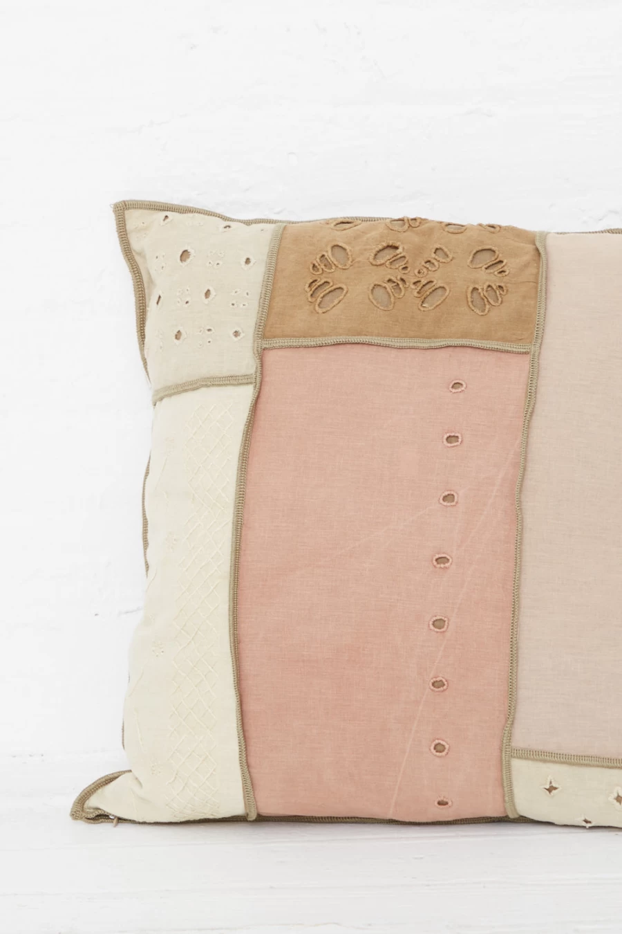 Luna Del Pinal Handmade Embroidered Cushion Cover - Natural Dye Tortilla Design | Oroboro Store New York