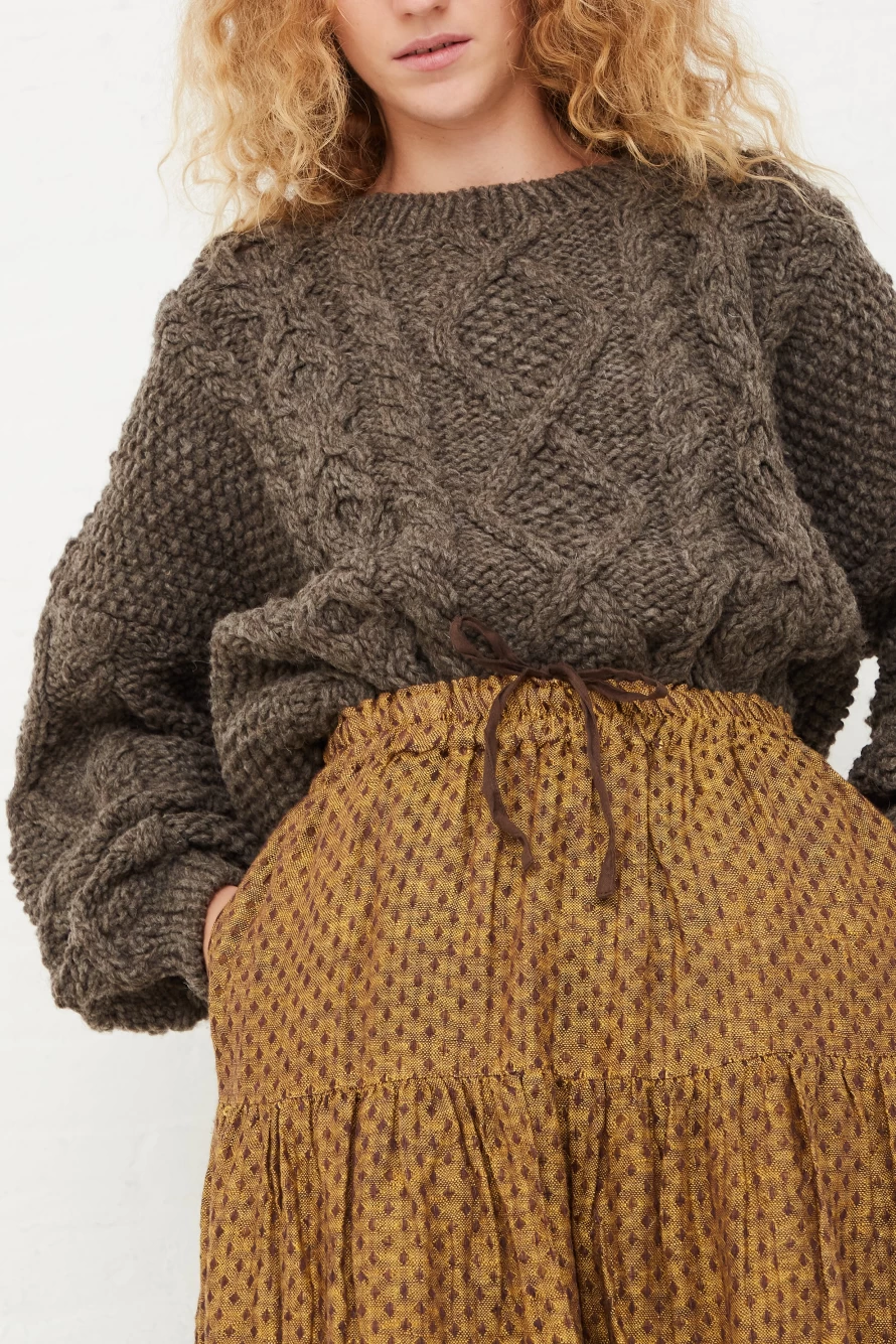Ichi Antiques Camel Linen Dobby Skirt - Vintage Oroboro Store Women's Boho Skirt
