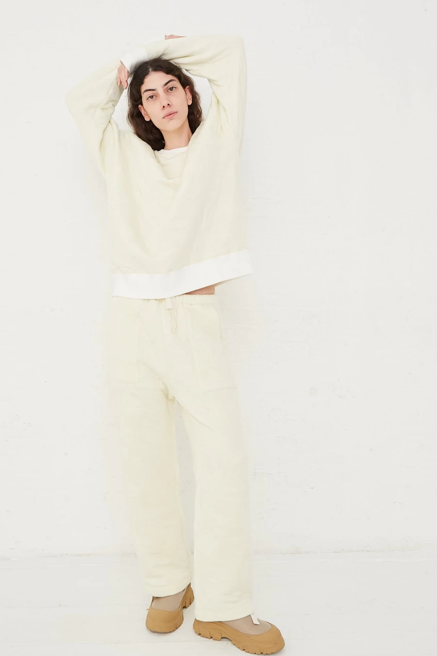 Chimala Ivory Quilted Drawstring Pants - Comfortable Casual Trousers for Men & Women
