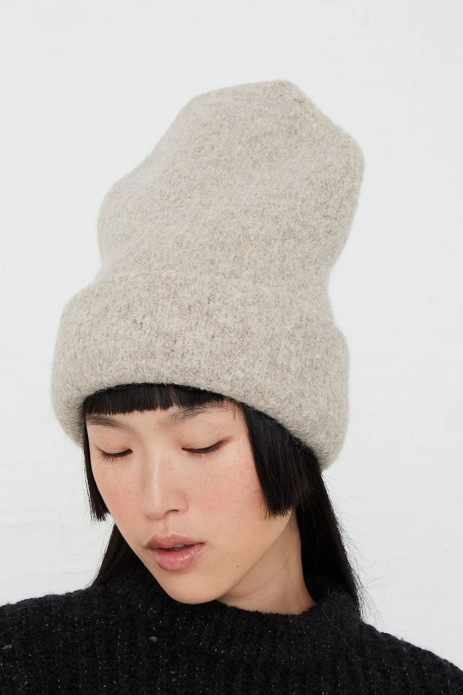 "Lauren Manoogian Alpaca Knit Carpenter Hat – Pebble Beige Winter Beanie"