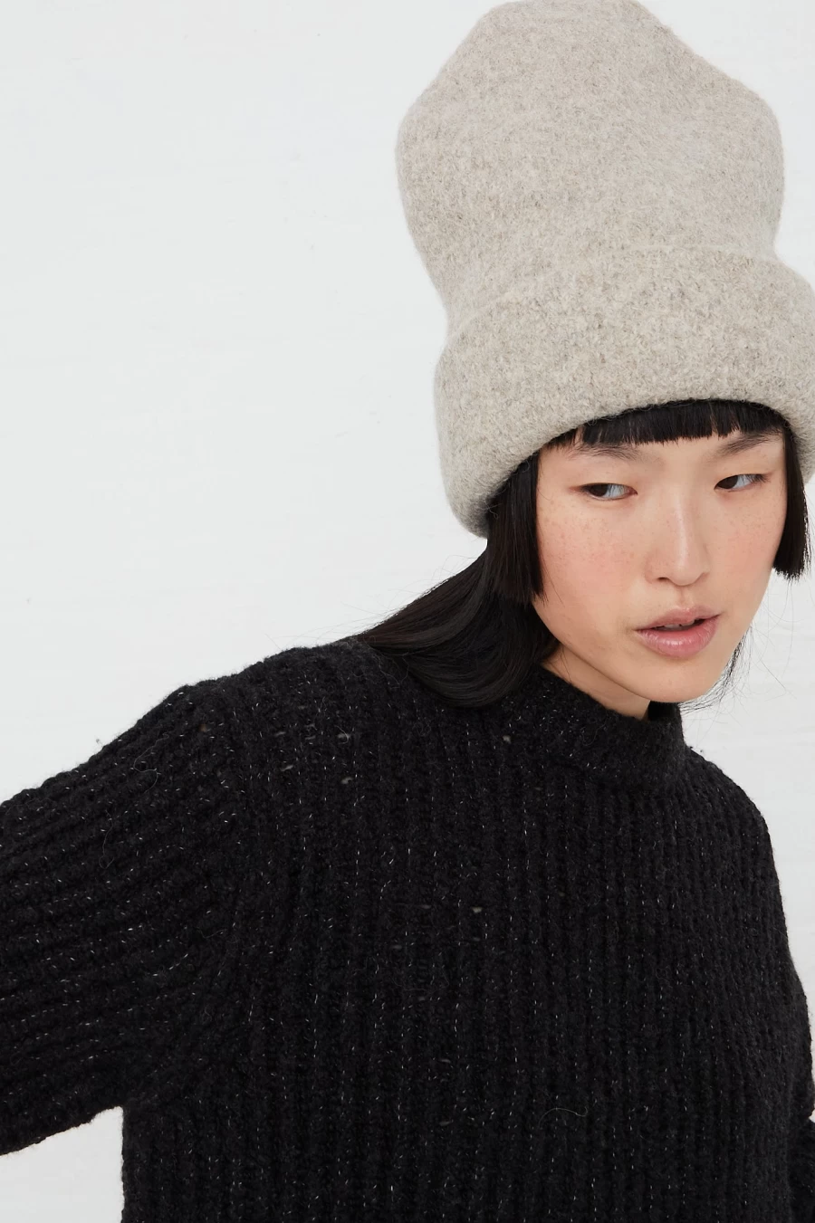 "Lauren Manoogian Alpaca Knit Carpenter Hat – Pebble Beige Winter Beanie"